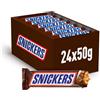 Snickers Barretta con Caramello e Arachidi Tostate Ricoperta al Cioccolato, 24 Barrette X50G (1200G), Idee Regalo Natale, Nuova versione