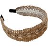 JEBELE Fascia per la fronte in stile boemo da donna - Sciarpa fiorita ricamata con bordi in pizzo, vintage, adorabile fascia per capelli per lo stile boho chic quotidiano (15-Marrone, taglia unica)