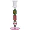 Candelabro in Vetro H22 Rosa e Verde EDG con Confezione Regalo