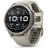 Garmin fēnix 9 Pro inReach (43mm) - Titanio con cinturino in silicone Fog Gray/Dark Sandstone