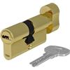 Yale Cilindro europeo 1000 Serie 40/30K mm Ottone lucido Doppio cilindro con pomolo, con 4 chiavi incluse per garantire massima sicurezza, adatto per porte interne e uffici