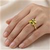 Anello Zaffiro Giallo 11 mm, 10k Dorato Su Argento Sterling 925, Mis. 7/8