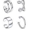 Suplight Set 2/4 Orecchini Donna Senza Buco Orecchino Percing Orecchio Argento Orecchini Clip Ragazza, Accessori da Donna Ragazza Confezione Regalo