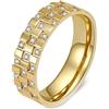 Calefee Anelli da Uomo di Fidanzamento, Anello da Mignolo Donna Acciaio Varie Misure Fascia Larga 6mm con Zirconi