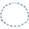 Bling Jewelry Amuleto di protezione turco multi colore blu navy fascino slender malocchio cavigliera bracciale a maglie per donne adolescenti 14 carati giallo oro rosa placcato oro 925 argento