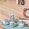 KARACA Beylerbeyi - Set di 6 tazze da caffè turco in porcellana, 12 pezzi, 80 ml, colore: bianco/blu multicolore