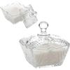 OCEANO Bomboniera Porta Caramelle in Vetro con Coperchio Zuccheriera Elegante Portagioie Decorativo Alzatina Quadrata Lavorata per Confetti Cioccolatini Gioielli 10x10x10.5cm