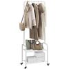 YMYNY Appendiabiti in Metallo Organizzatore per Abiti, Stendino Durevole Salvespazio di Grande Capacità, Appendiabiti da Terra di Stoccaggio per Camera da Letto Ingresso 61×32×176CM Bianco HGR002W