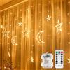 Vegena Tenda Luminosa a LED 3,5 m, LED Luci Luna Stringa Stelle Batteria Alimentato 8 Modalità Lampeggianti con Telecomando,per Giardino Casa Luce Natale Compleanno Bianca Calda
