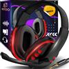 Retoo Cuffie da gioco per PS4 PS5 PC Xbox Computer e Laptop Gamer Cuffie cablate con microfono Cuffie Over-Ear Plug 3,5 mm Red Retoo