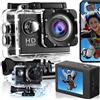 Retoo Action Cam Impermeabile Fotocamera subacquea Grandangolare Fotocamera da casco per bicicletta Moto Immersioni Stabilizzatore d'immagine Batteria 400mAh 1080P Full HD Nero Retoo