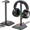 Retoo Supporto per cuffie RGB, porta cuffie da gaming con illuminazione LED, base per cuffie, lampada decorativa da scrivania, accessori per PC per giocatori, luce d'ambiente, Retoo