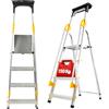 KADAX Scala Portatile in Alluminio, Scaletta Pieghevole con Gradini Antiscivolo e Corrimani Laterali, Portata Fino a 150 kg, Certificata EN 131 (4 Gradini)
