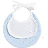 Filet - Piccolo Bavaglino Tondo in Morbido Tessuto con Pois Effetto 3D con Inserto in Tela Aida da Ricamare, Chiusura con Laccetti, Ideale per Neonati, Made in Italy, Colore Azzurro