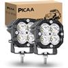 PICAA Lampada Led Spot 2 Pezzi Bianca 3 Pollici 40W Barra Guida per 4x4 Ford Pick Up ATV UTV SUV Motocicletta Nebbia 12V 24V Scooter Trattore RV