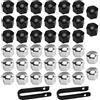 DEANKEJI 40 Pezzi Copribulloni 17mm, Copri Bulloni Cerchi, Nero/Argento | PP Copribulloni Auto, Antigraffio, con 2 Estrattori, Facile Rimozione, per Dadi Esagonali Della Maggior Parte dei Veicoli