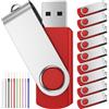 FEBNISCTE Pen Drive da 64 GB Chiavetta USB 10 Pezzi,Pennette USB 2.0 64GB | Leggero Pendrive Elegante Flash USB Regalo Penna USB 64Giga, Chiavi Regalo Natalizio Perno Rosso con Cordicella