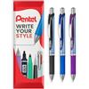 Pentel Energel BLN75 - Confezione da 3 penne roller retraibili con inchiostro gel, 54% riciclato, 0,5 mm