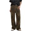 HAOLEI Jeans Leopardati Donna,Larghi con Strass Vita Alta Jeans Leopardo Pantaloni Gamba Larga Hip Hop Fashion Pantaloni 2025 Offerte Oggi Maculato Leopardato Donna Casual Primaverili Vintage Leopard Pants