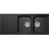 SCHOCK - Lavello Cucina Lithos D200 2 Vasche con Gocciolatoio, 1160x500mm | Vasca Reversibile; Materiale Cristalite®; Nero Assoluto