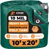 Xpose Safety Telo protettivo in poliestere resistente, 3,5 m x 6,1 m, spessore 10 mm, impermeabile, blocco UV, reversibile, verde e nero, rivestimento laminato, occhielli Xpose Safety