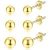 Hmzidz 3 Paia di Orecchini a Lobo Argento 925,Orecchino Donna Piccolo,Orecchini Sfera Oro,Orecchini a Bottone Donna Set,Orecchini a Perno a Pallina,Orecchini Piercing Anallergico(Oro)