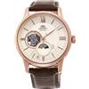 ORIENT Sun & Moon Watch - Orologio da polso da uomo automatico a carica manuale elegante in acciaio o pelle con funzione giorno e notte