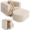 Relaxdays Poltrona modulare per bimbi, 4 pz, blocchi morbidi, cord, beige | dimensioni HxLxP: 40x65x65 cm