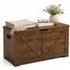 Relaxdays Panca contenitore marrone vintage con coperchio, MDF | HxLxP: 46 x 100 x 40 cm, 2 cerniere di sicurezza