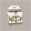 LUCGEL SRL Scatola per Confezione Regalo Natale Porta Panettone Bottiglia Valigetta Piccola Cartoncino grafica WINTER FOREST Verde 280x200H