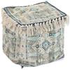 Fijalo Pouf DKD Home Decor Casablanca Blue Border 40 x 40 x 40 cm