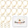 Beebeecraft 20pz Ganci per Orecchini a Monachella Placcati in Oro 24K | 15,6x10mm Intercambiabili con 20 Aanello Di Salto Aperto per la Creazione Di Gioielli