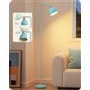EDISHINE Lampada da Terra Industriale, Testa Regolabile, Azzurro bebé | LED Incluso, con Paralume in Metallo, Luce Bianco Caldo 2700K, E27 Lampada da Lettura per Soggiorno, Camera, 155 cm