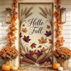 Generic Hello Fall Harvest - Copri porta autunnale con foglie d'acero, 91 x 183 cm | tema raccolto, striscione per porta d'ingresso, steli di grano, tipografia stagionale, stile rustico
