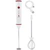 BEPER P102SBA008 Montalatte Elettrico Ricaricabile USB - Monta Latte per Cappuccino Elettrico con Frusta Montapanna Inclusa, Rosso/Bianco