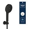 GROHE Vitalio Joy+ 120 Set Doccia con doccetta a mano e supporto a parete (doccetta 3 getti, risparmio idrico 6,3 l/min, protezione antiscottatura, tubo flessibile 1,5 m), nero opaco, 1348652430
