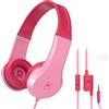 Motorola Sound JR200 - Cuffie per Bambini con Cavo, limitazione del Volume 85 Db con Splitter Audio, Senza BPA, a Partire dai 3 Anni, Rosa