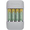 VARTA Caricabatterie per 4 AA/AAA, Eco Charger Pro Recycled | per pile ricaricabili NiMH, 75 % di materiale riciclato, Incl. 4x AAA 2100 mAh