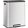 HOMCOM Pattumiera Cucina 2 x 30 L, Bidone a Pedale in Acciaio Inox con Secchi Estraibili e Coperchio Soft-Close, Argento | Aosom Italy