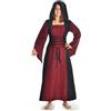 HEMAD Vestito Medievale da Donna - Cappuccio, Lacci Anteriori e Posteriori, Cotone - S-XL Verde-Nero, Marrone-Nero, Rosso-Nero, Blu-Nero, Beige-Bianco