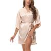 Starblazia Women's Satin Robe Dressing Gown Summer Silk Bridesmaids Robe Oblique V-Neck Short Style Bridal Dressing Gown for Women