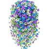SiSinkal Ghirlanda di fiori artificiali luminosi da 65 cm, realistica ghirlanda di fiori finti in plastica per decorazione da parete per la casa e il matrimonio (blu)