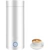 LoveFirst Bollitore da viaggio portatile da 400 ml 3 in 1 Acciaio Inox Tazza Riscaldante Ebollizione Rapida e Spegnimento Può Essere Utilizzato per Preparare tè, Caffè e Latte, Bianco