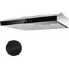TopStrong Cappa aspirante 60 cm, cappa sottopiano 60 cm, aria circolante/di scarico, cappa aspirante con filtro a carboni attivi CF-K, 201 m³/h, acciaio inox, controllo soft touch a 3 stadi e