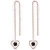 DTPsilver Orecchini Cuore Pendenti Argento 925 Placcati Oro Rosa 18K con Brillantini Punto Luce di Cristalli Colorati 3mm - Orecchini Donna Lunghi - Classici Eleganti Ipoallergenici - Gioielli Regalo Donna