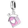 LES FOLIES DI PAOLA GRIECO Charm Casa Rosa Cuore Famiglia ciondolo pendente in argento 925 - Les Folies per Pandora