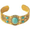 Navirix Bracciale rigido in stile bohémien, con turchese spesso, stile western, stile bohémien, vintage, dorato, largo, aperto, per donne, cowboy, cowgirl, accessori per gioielli country
