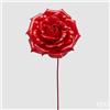 EDG Enzo De Gasperi Rosa Glossy su Ramo H60 cm Rossa - Fiore Decorativo Natalizio