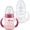 NUK First Choice+ Tazza per studenti notte e giorno | Set di tazze Sippy | 6-18 mesi | beccuccio in silicone a prova di perdite, sfiato anticolico, senza BPA, 150 ml, rosa