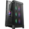 COUGAR DUOFACE PRO RGB Mid Tower PC Case con 2 pannelli frontali separati Mesh e vetro e ventilatori RGB (Black)